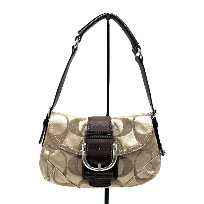 【中古】良品 COACH コーチ シグネチャー キャンバス ワン ショルダー バッグ fY07411A