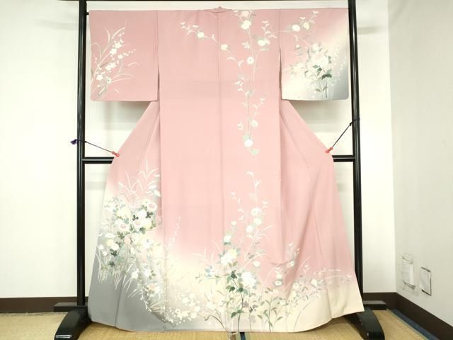 平和屋着物●訪問着　友禅　草花　暈し染め　正絹　逸品　DABH0754op