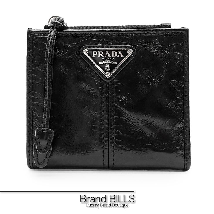 未使用品 PRADA プラダ ソフトルックスレザー 財布 折り財布 2ML049 ソフトルックスレザー ブラック ユニセックス