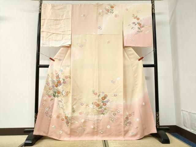 平和屋着物●訪問着　駒刺繍　菊花文　暈し染め　金彩　反端付き　正絹　逸品　CABK7342yc 30,420円