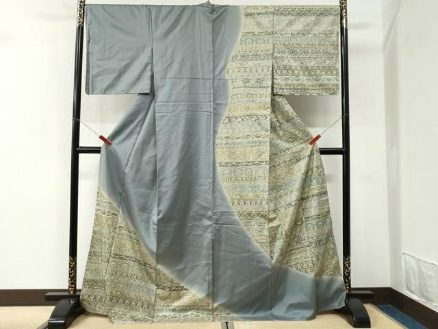平和屋着物●訪問着　本場縞大島紬　横段吉祥文　ロング丈　正絹　逸品　未使用　CABK7366yc 27,885円