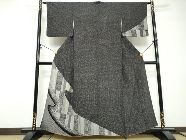 平和屋着物●訪問着 吉祥文 黒地 正絹 逸品 DABI9294ud