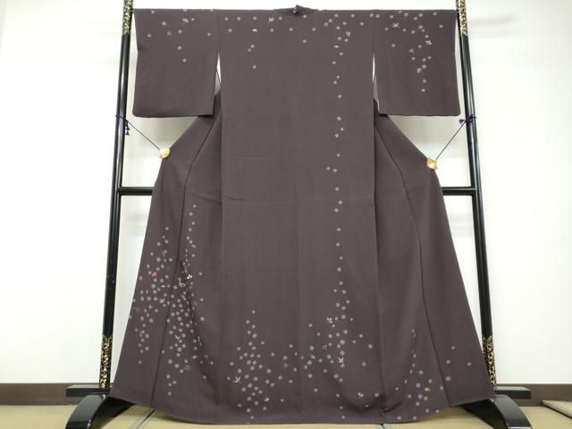 平和屋着物●訪問着　絞り　刺繍　舞葉文　金彩　正絹　逸品　DABI9296ud