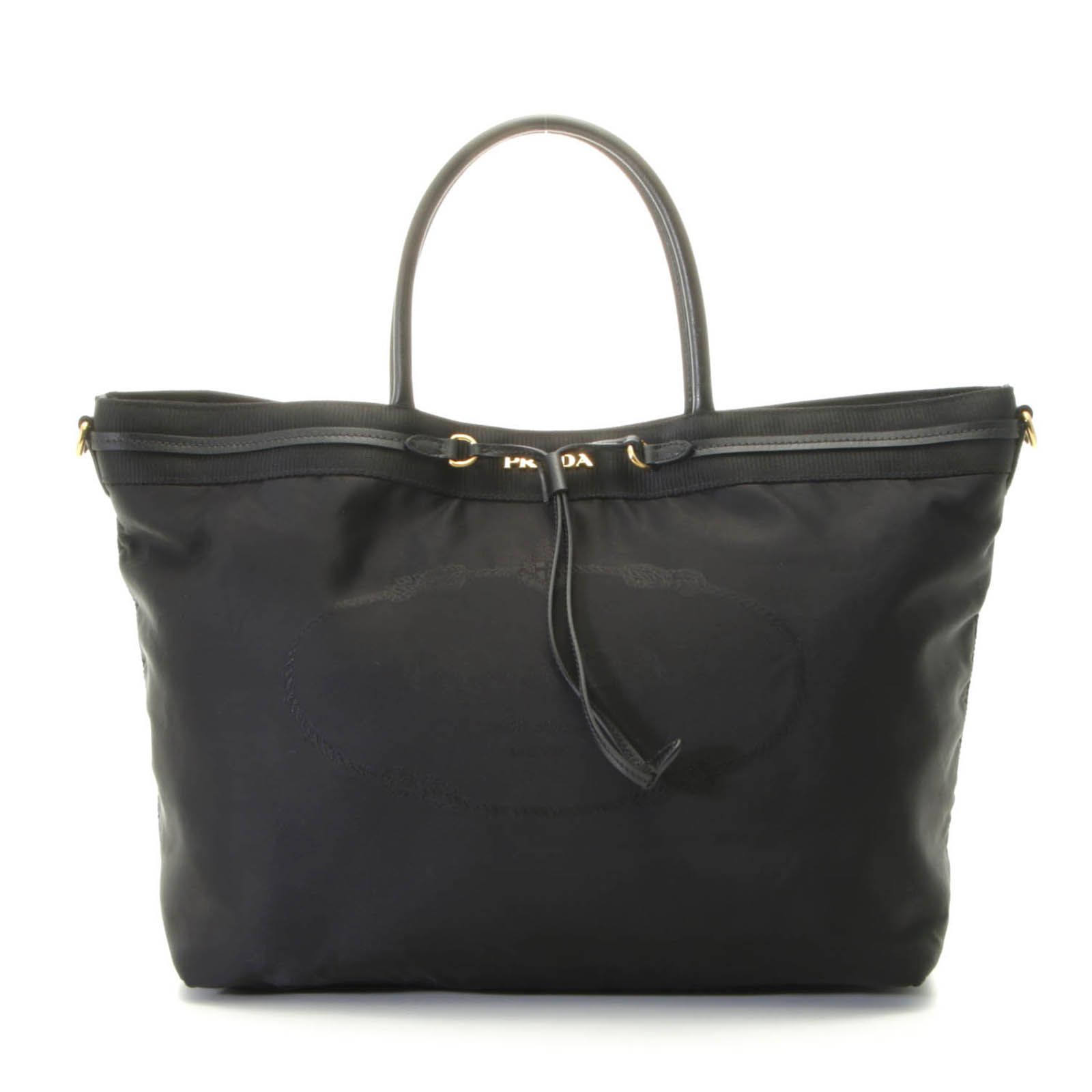 PRADA プラダ 2WAYトートバッグ ブラック ナイロン/サフィアーノ BR4184 トートバッグ ナイロン ブラック レディース【中古】433