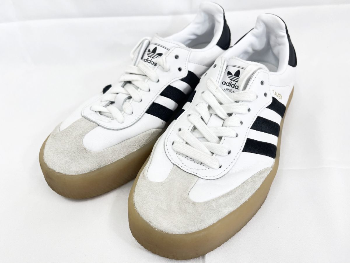 adidas アディダス IG5744 SAMBA ホワイト 厚底 ローカット スニーカー size24.0/白ｘ黒 ■■◎レディース
