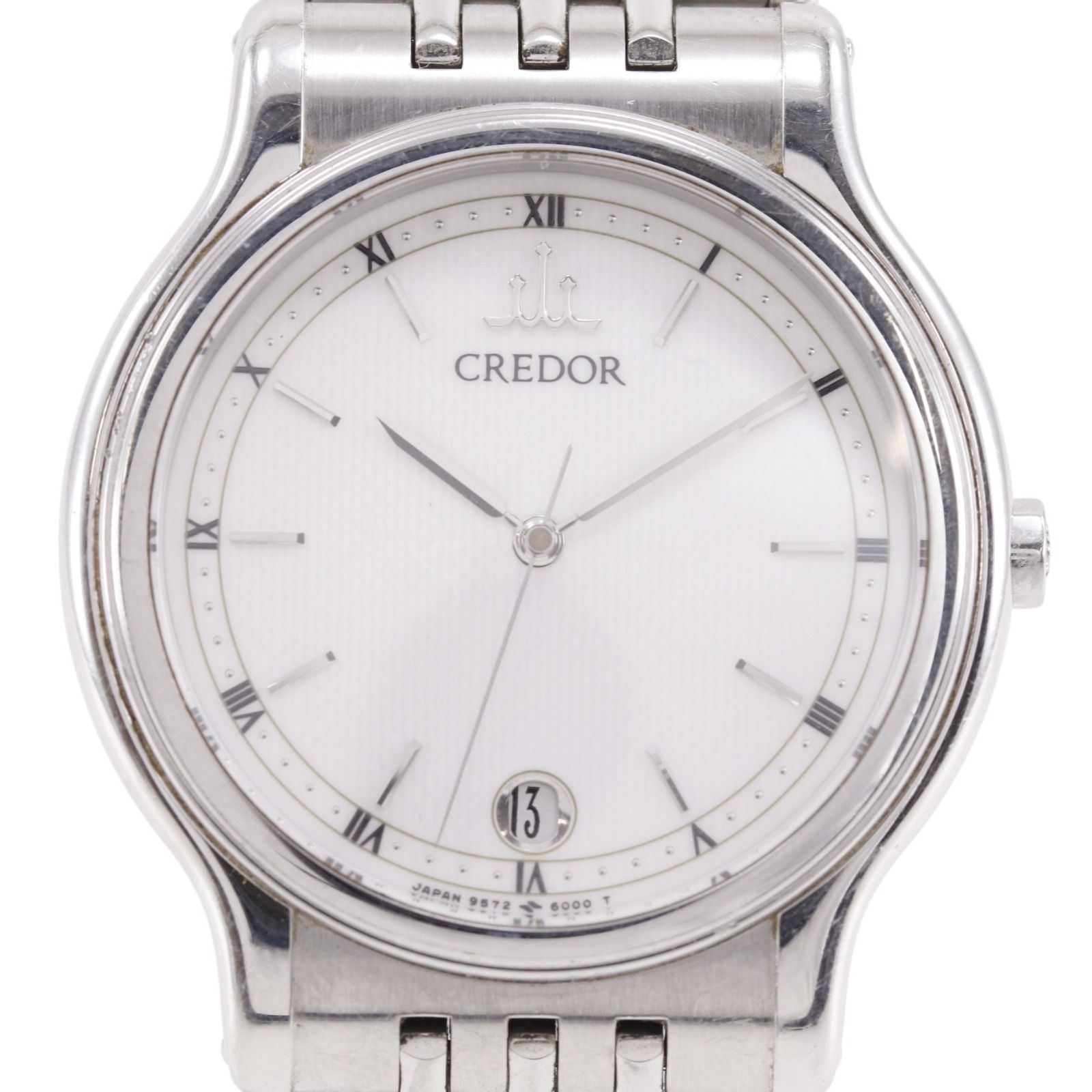 【SEIKO】セイコー クレドール 9572-6000 ステンレススチール クオーツ アナログ表示 メンズ 白文字盤 腕時計
