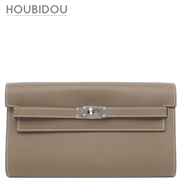 エルメス HERMES 長財布 ケリーウォレット ロング トゥーゴー エバーカラー エトゥープ シルバー金具 グレージュ 2024年製 W 【箱】【中古】
