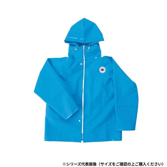 急な雨にもさっと羽織れる一体型フード 阪神素地 EBISU レインウェア ジャケット LL PVC・生地厚約0.4mm RA-86