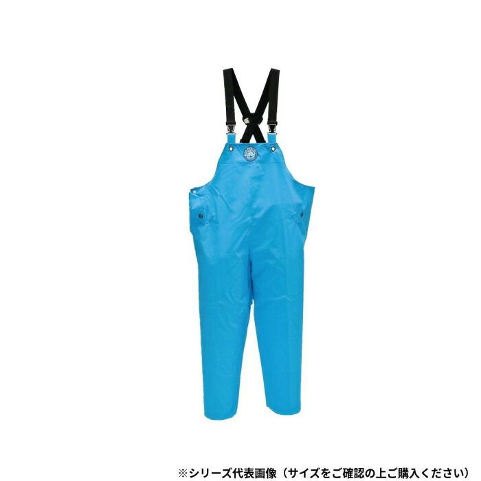 膝二重仕様でしゃがむ作業を繰り返しても安心 阪神素地 EBISU レインウェア サロペット LL ブルー ゴムベルト付・ヒザ部二重構造 RA-97