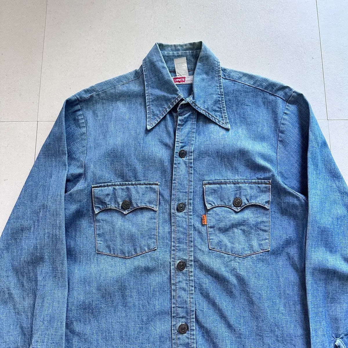 超レア 70s USA製 Levi's (リーバイス) BIG E オレンジタブ デニムシャツ M