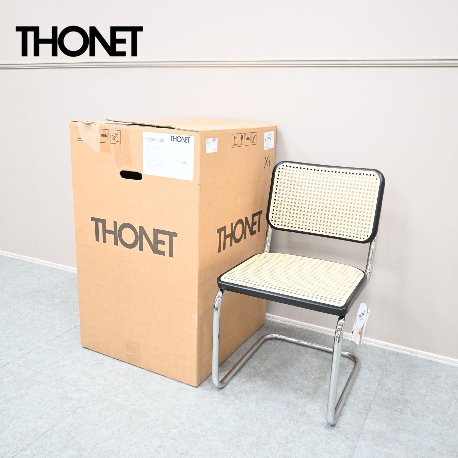 ☆新品開封品☆THONET トーネット ダイニングチェア S32V ブラック W460mm アームレス チェスカチェア マルセル・ブロイヤー 30万