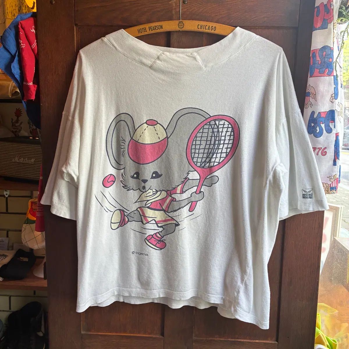 80年代 トリゲマ テニスマウス グラフィックTシャツ