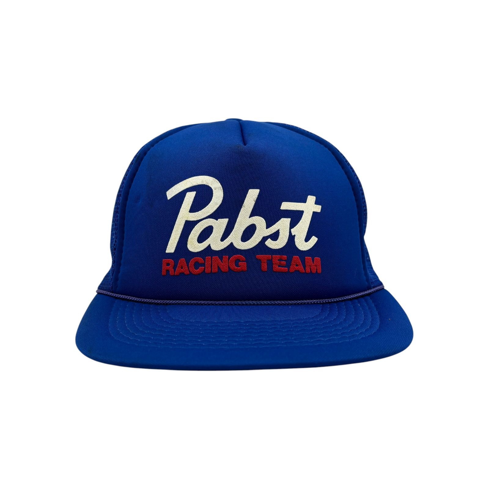 【キャップ/帽子】80s-90s Pabst RACING TEAM ビンテージ メッシュキャップ ブルー　青