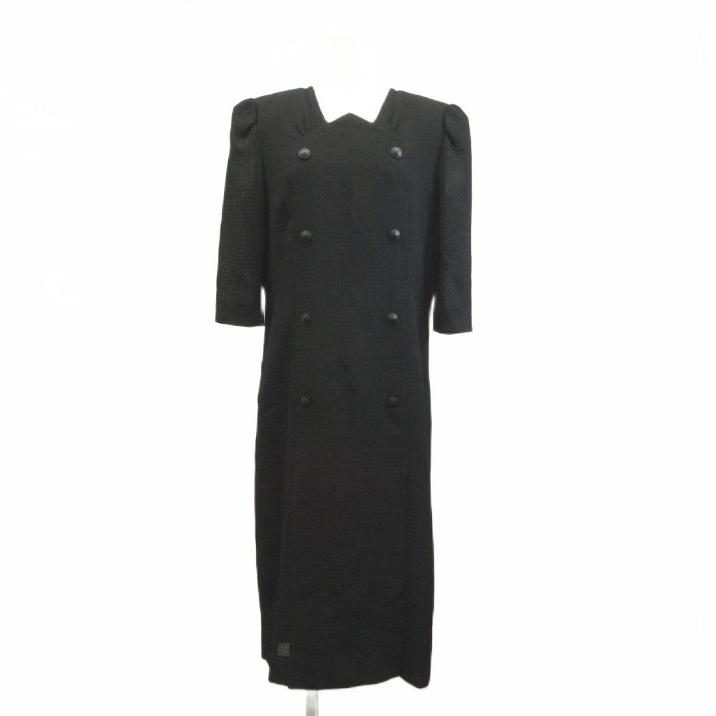 ジバンシィ GIVENCHY ハイフォーマル HI FORMAL ロングワンピース 10 黒 ブラック 五分袖 /YU ■GY47