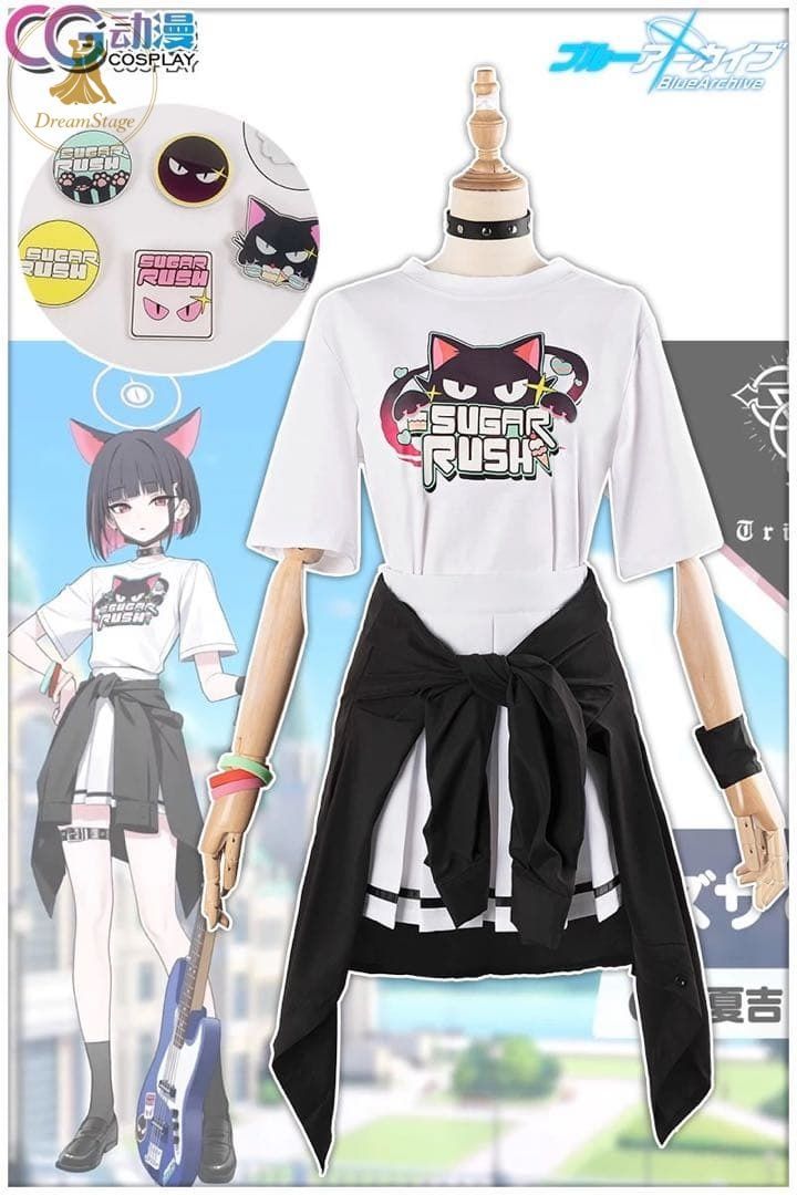 新品 未使用 CGCOS ブルーアーカイブ　バンドカズサ　コスプレ衣装(ウィッグ・靴対応) キャラクター衣装 撮影用 イベント用 COSPLAY