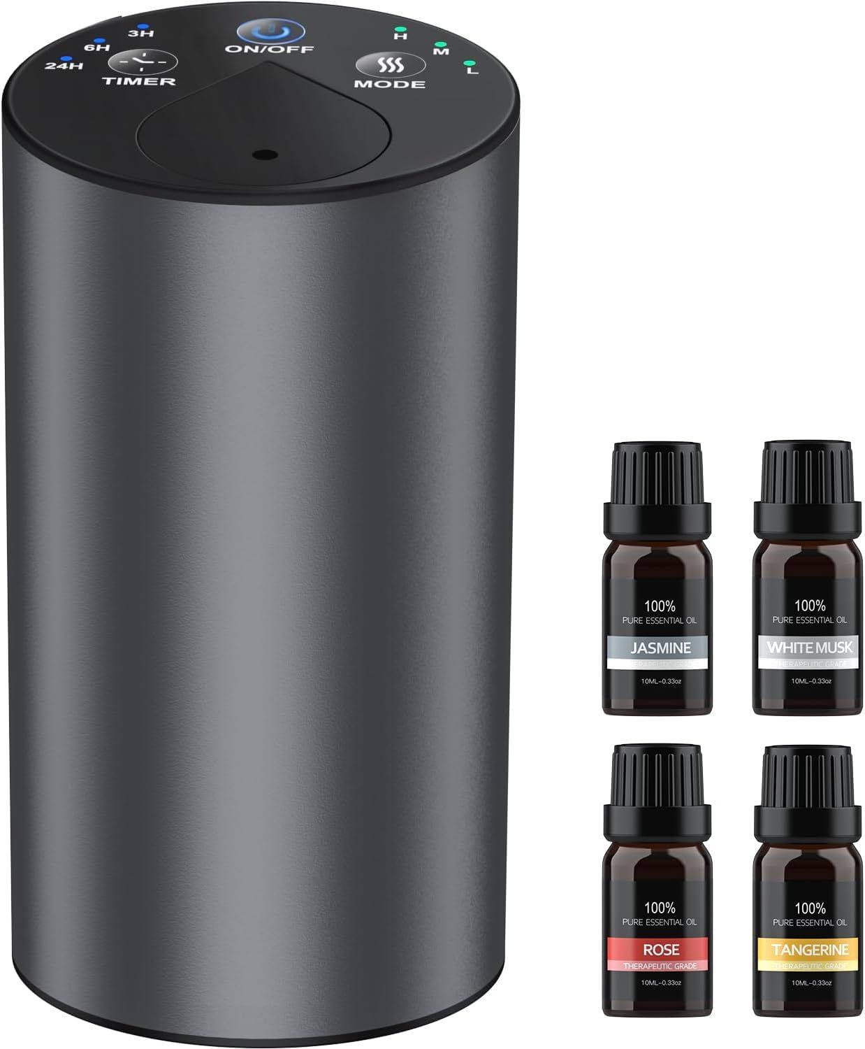 Amison 車用 ディフューザー 芳香剤 精油10mL X4本付 水なし自動噴霧式 アロマ ネブライザー 2400mAhバッテリ内蔵 充電式 静音 アロマディフューザー ミスト量調整 タイマー機能 ヨガ室・部屋・車載・店舗などに適用 (グレ 92d70ab3 6,809円