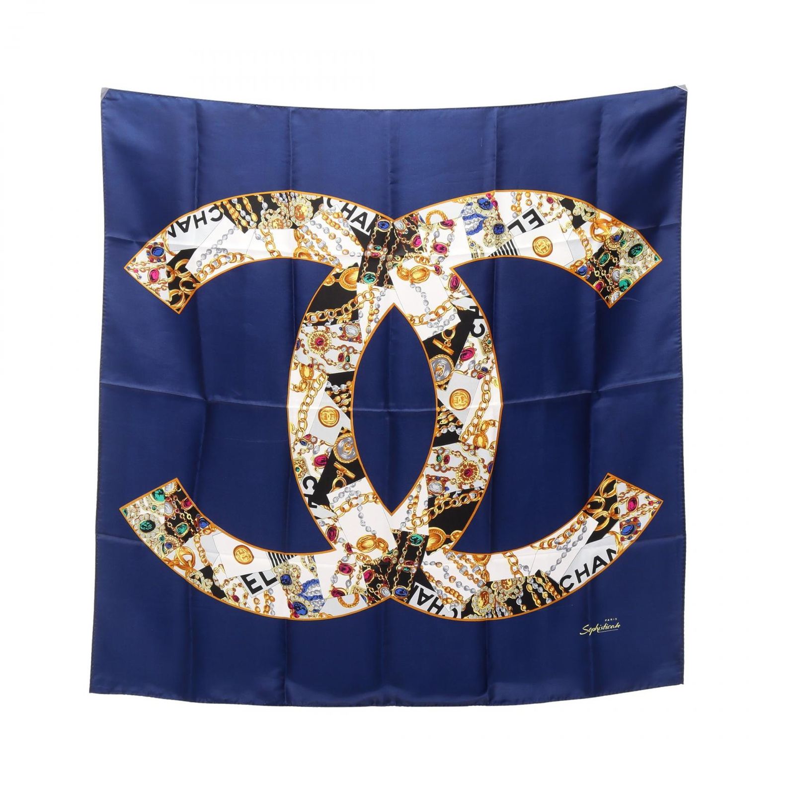 シャネル CHANEL スカーフ ココマーク ジュエリー柄 シルク スカーフ レディース Used A