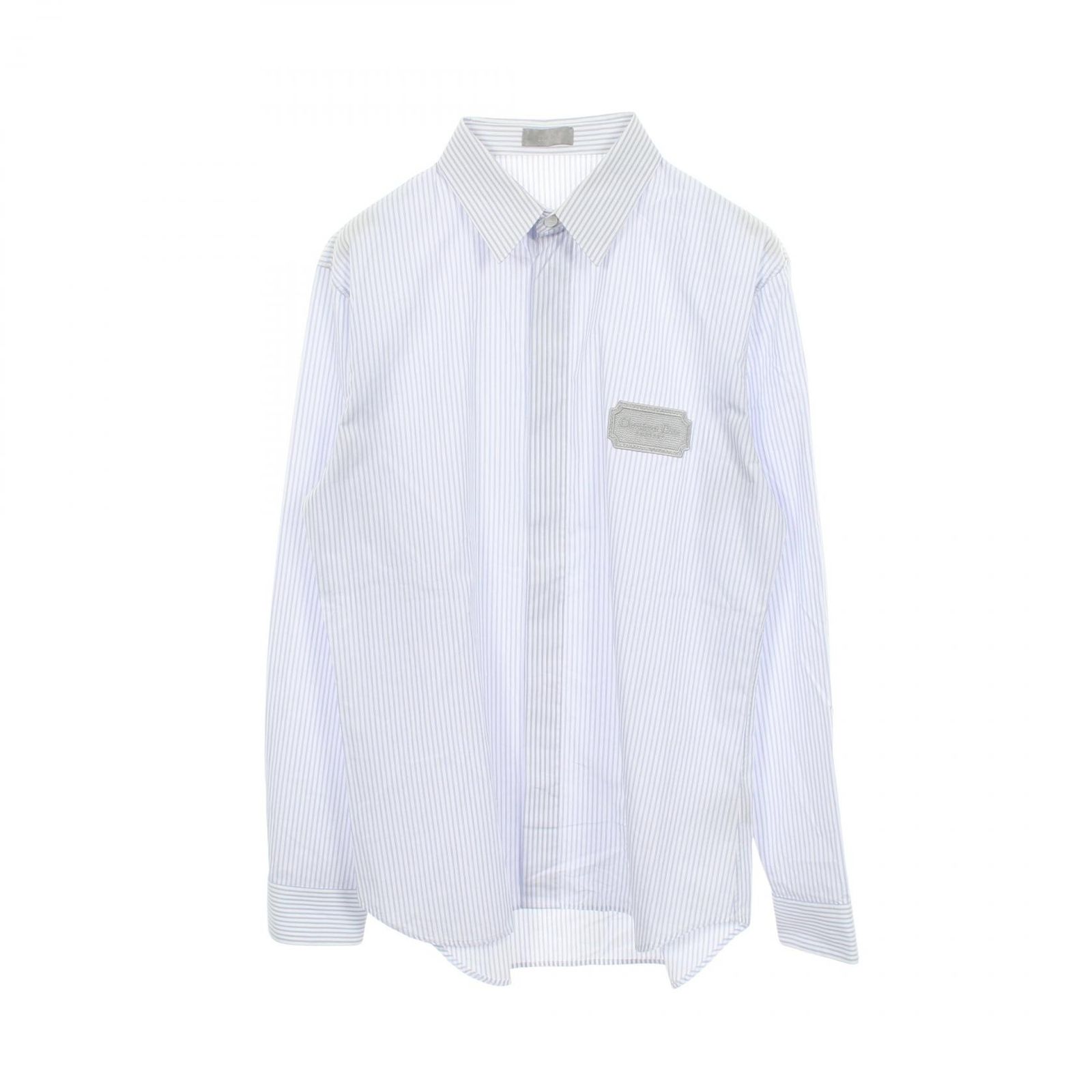 ディオール Dior ストライプ ロゴパッチ 長袖 コットン シャツ メンズ Used A