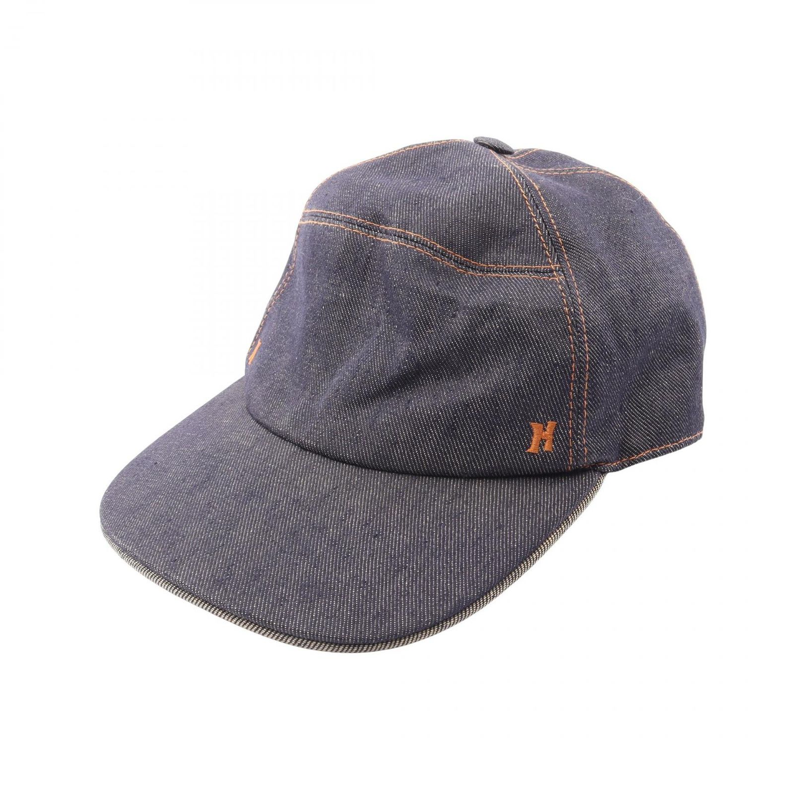 エルメス HERMES キャップ H刺繍 59 ファブリック デニムキャップ レディース Used B