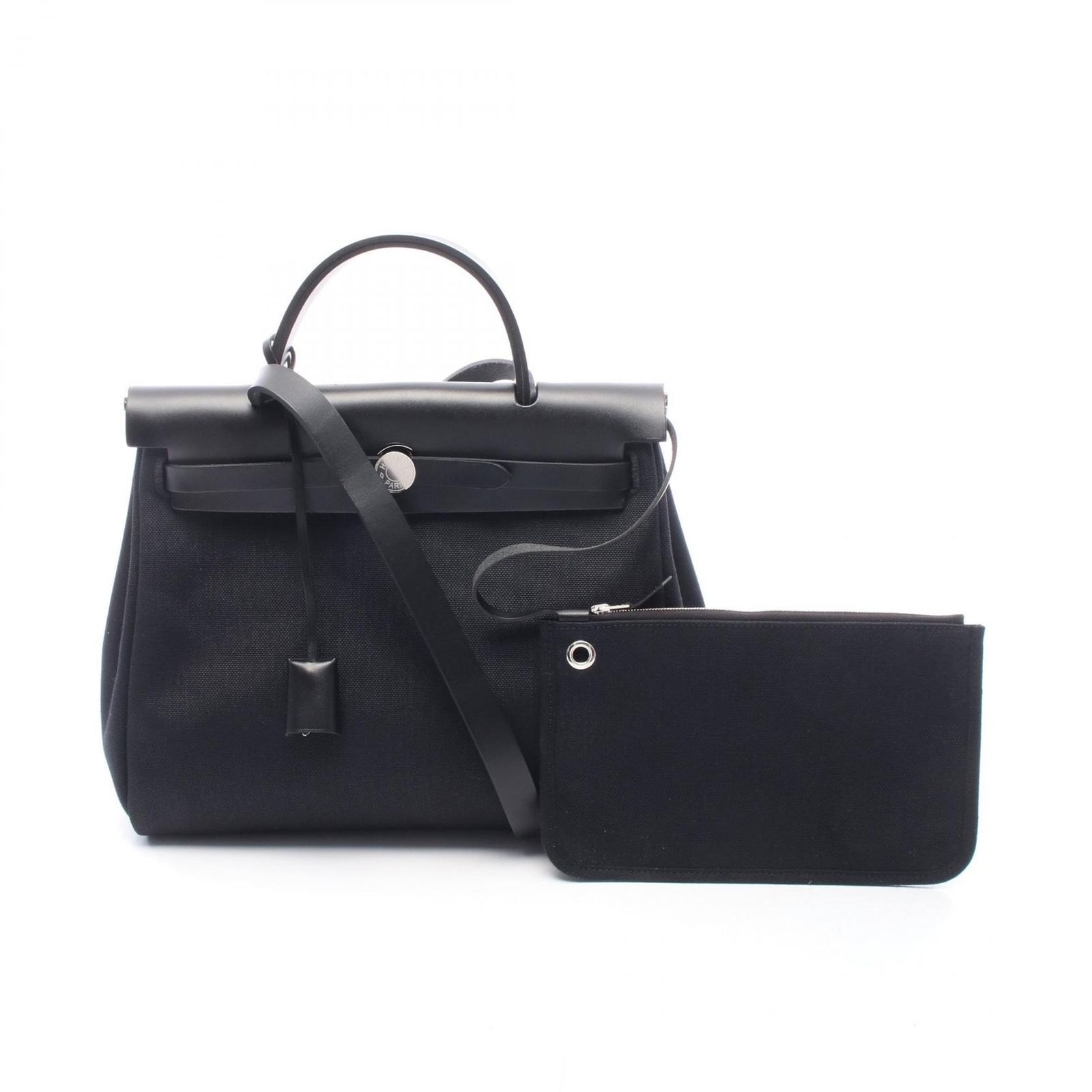 エルメス HERMES ハンドバッグ エールバッグジップPM ルトゥルネ 2WAY ブラック キャンバス レザー エールバックジップPM ルトゥルネ ブラック レディース Used A