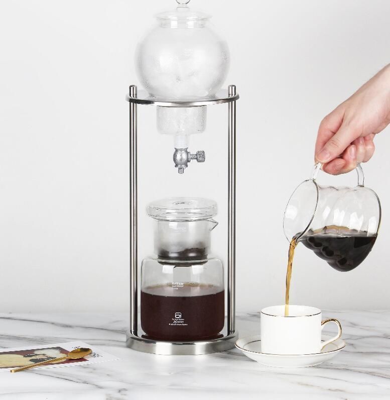 シルバー 600mlコールドブリュードリップ コーヒーポット コーヒーメーカー 水出しコーヒー カフェ