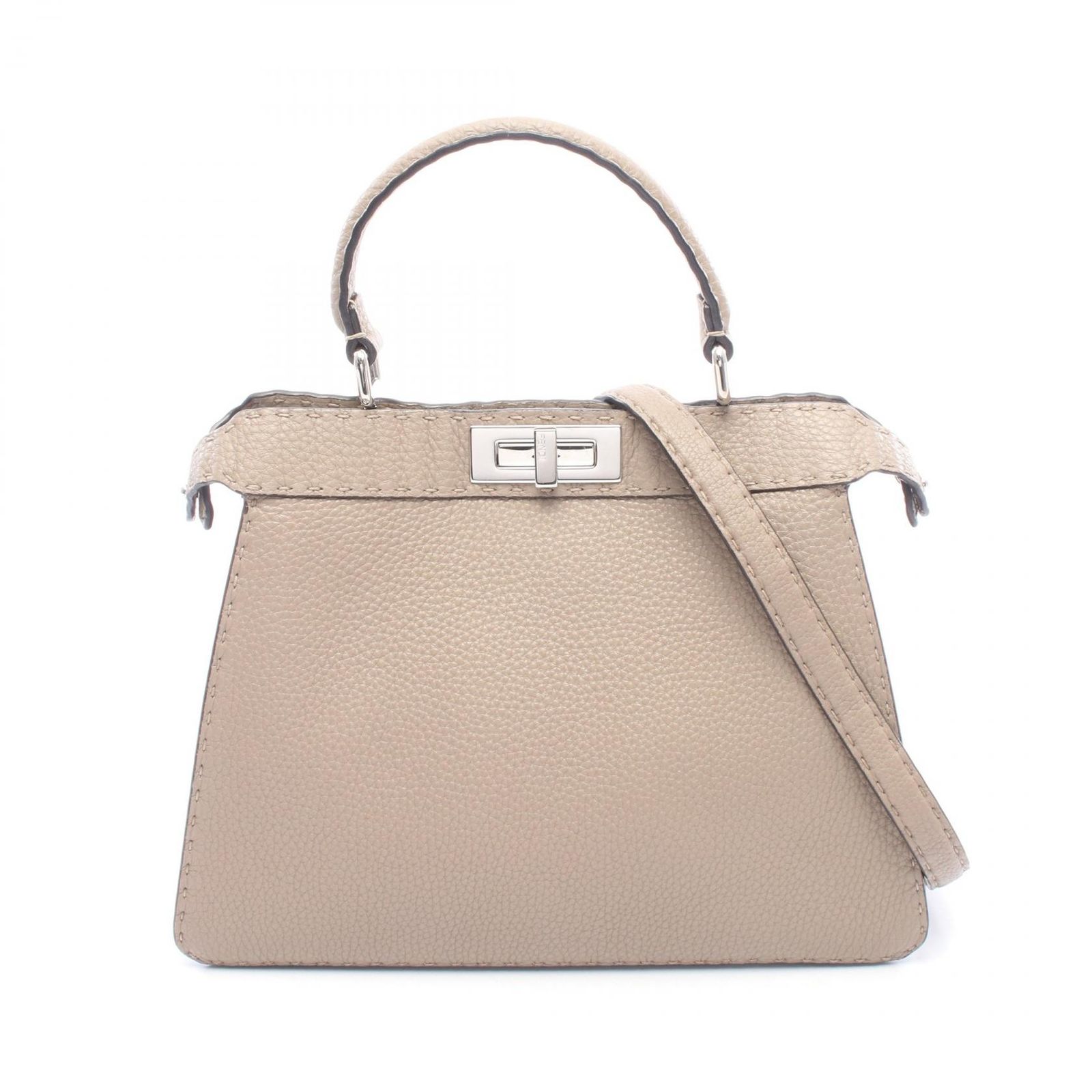 フェンディ FENDI ハンドバッグ ピーカブー レギュラー 2WAY グレー レザー ピーカブー レギュラー レディース Used A