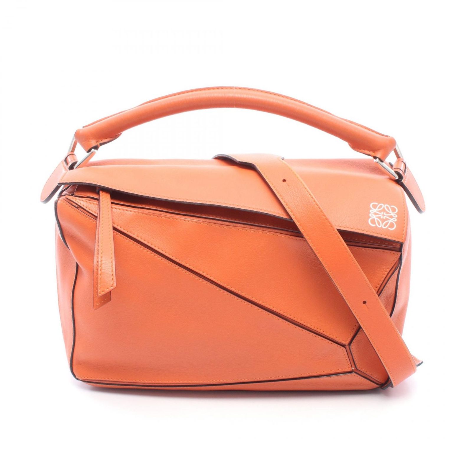 ロエベ LOEWE ハンドバッグ パズルバッグ ミディアム 2WAY オレンジ レザー パズルバッグ ミディアム レディース Used B