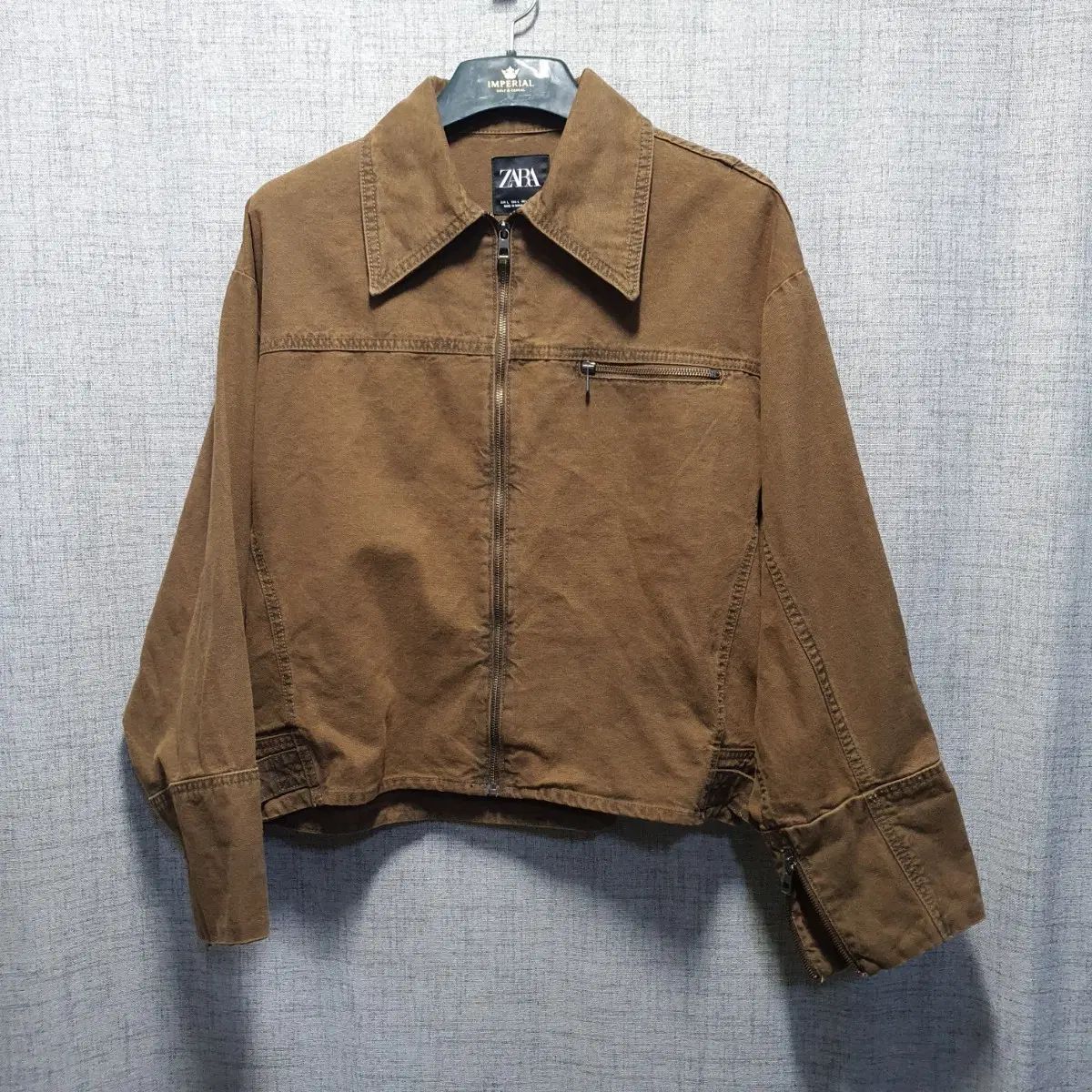 ZARA クロップド デニム スポーツブラ ブラウン ジャケット L