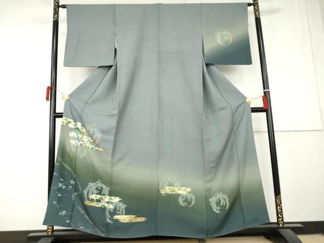 平和屋着物●訪問着　花松文　藤花房　暈し染め　金彩　正絹　逸品　AABL4173cs