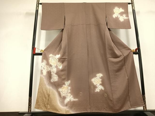 平和屋着物●訪問着　更紗花文　暈し染め　金彩　正絹　逸品　AABL3149fy