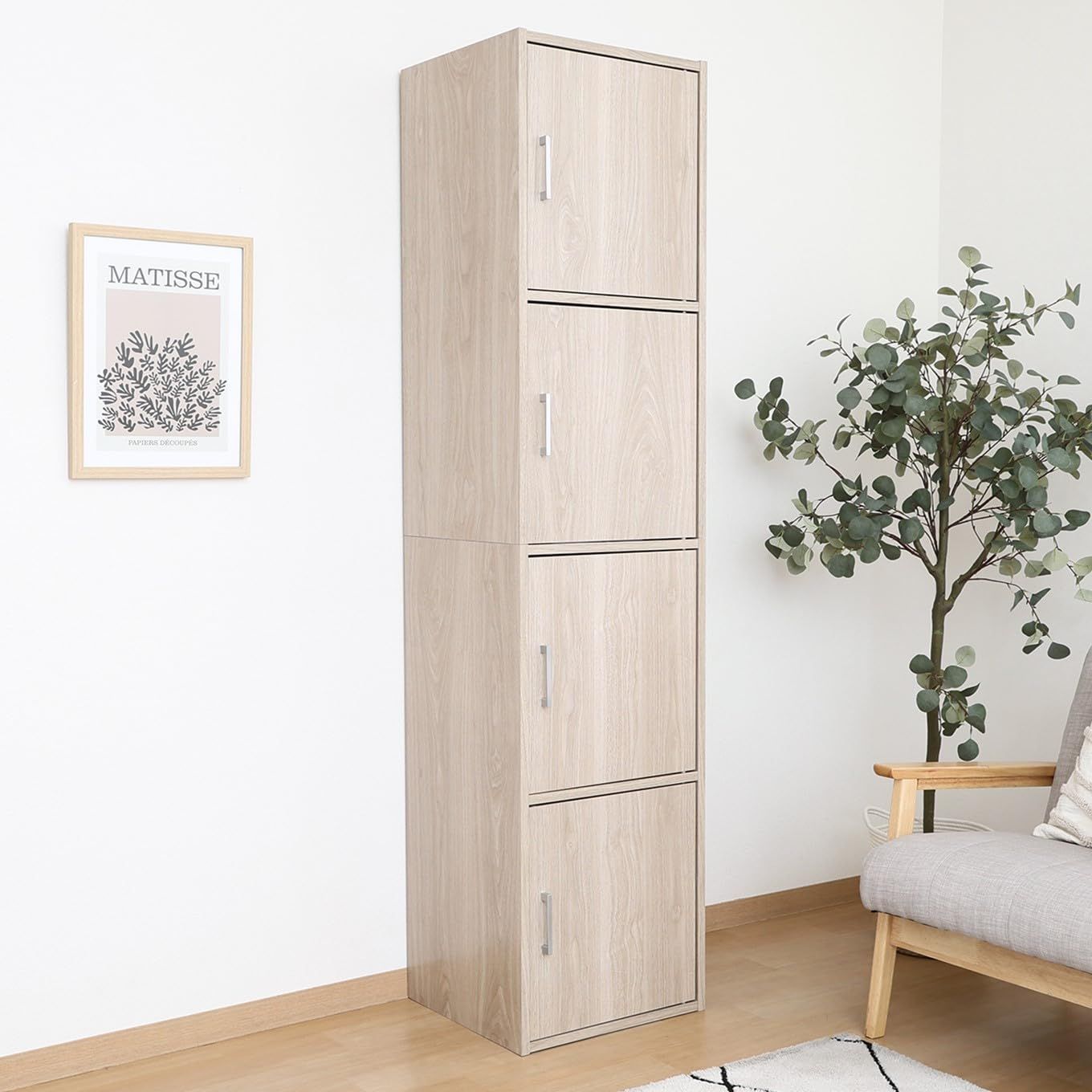 不二貿易 収納棚 扉付き カラーボックス 4段 幅43×奥行41×高さ180cm アッシュグレー 54900ｍａ 12,435円