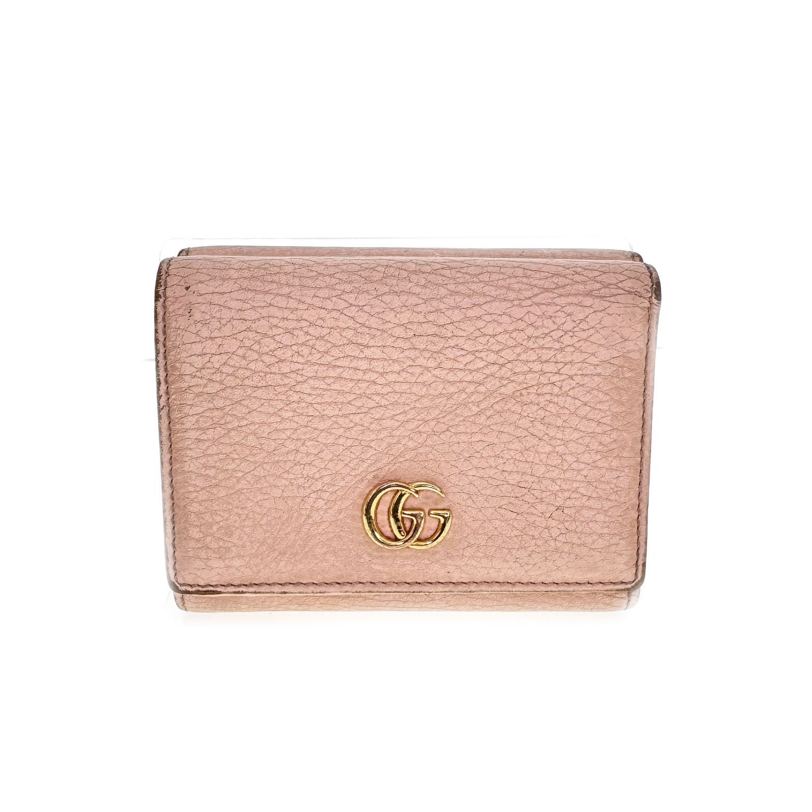 [Used] GUCCI Gucci 474746 GG Marmont tri-fold wallet women's men's wallet pink beige brand