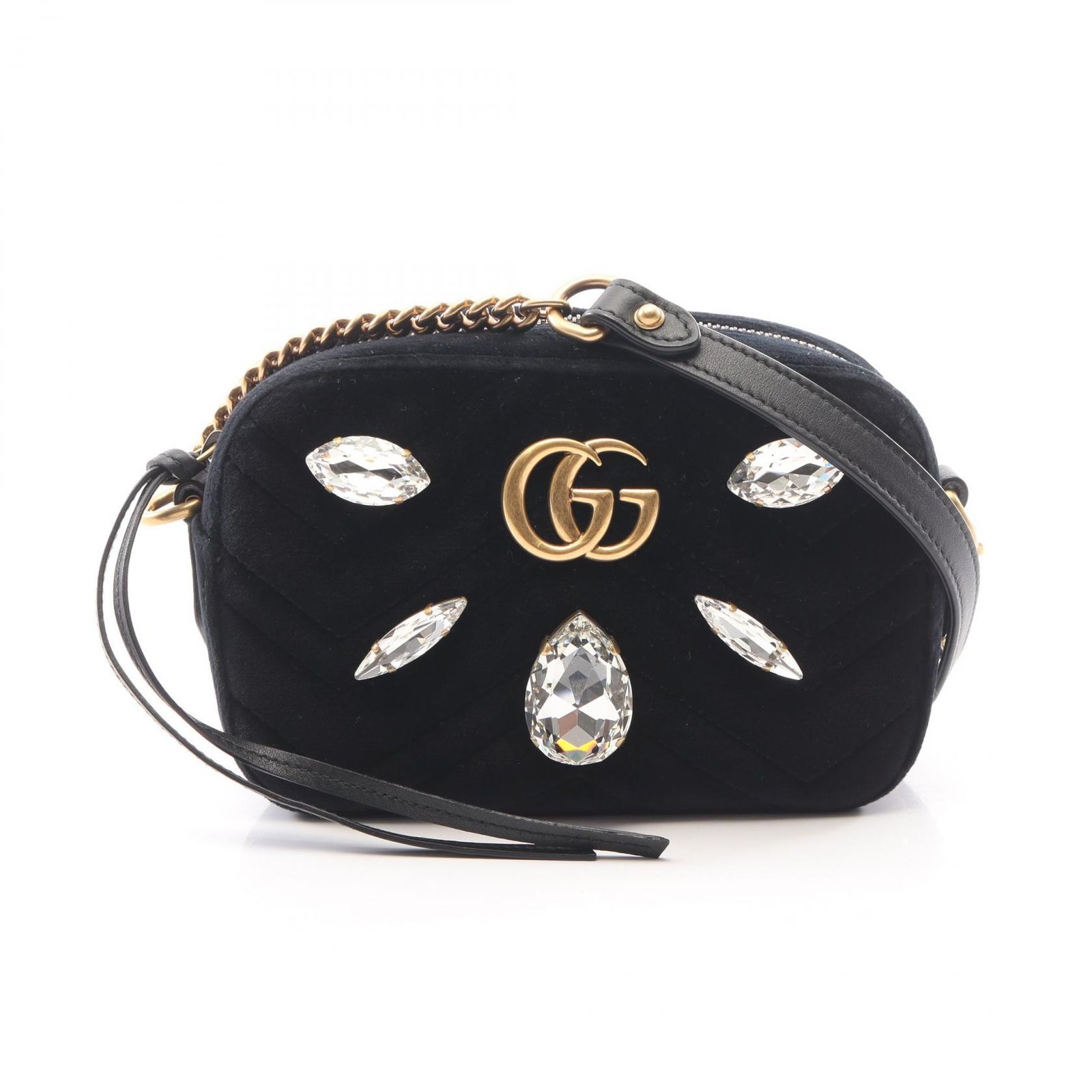 GUCCI グッチ GGマーモント キルティング ミニバッグ ビジュー ショルダーバッグ