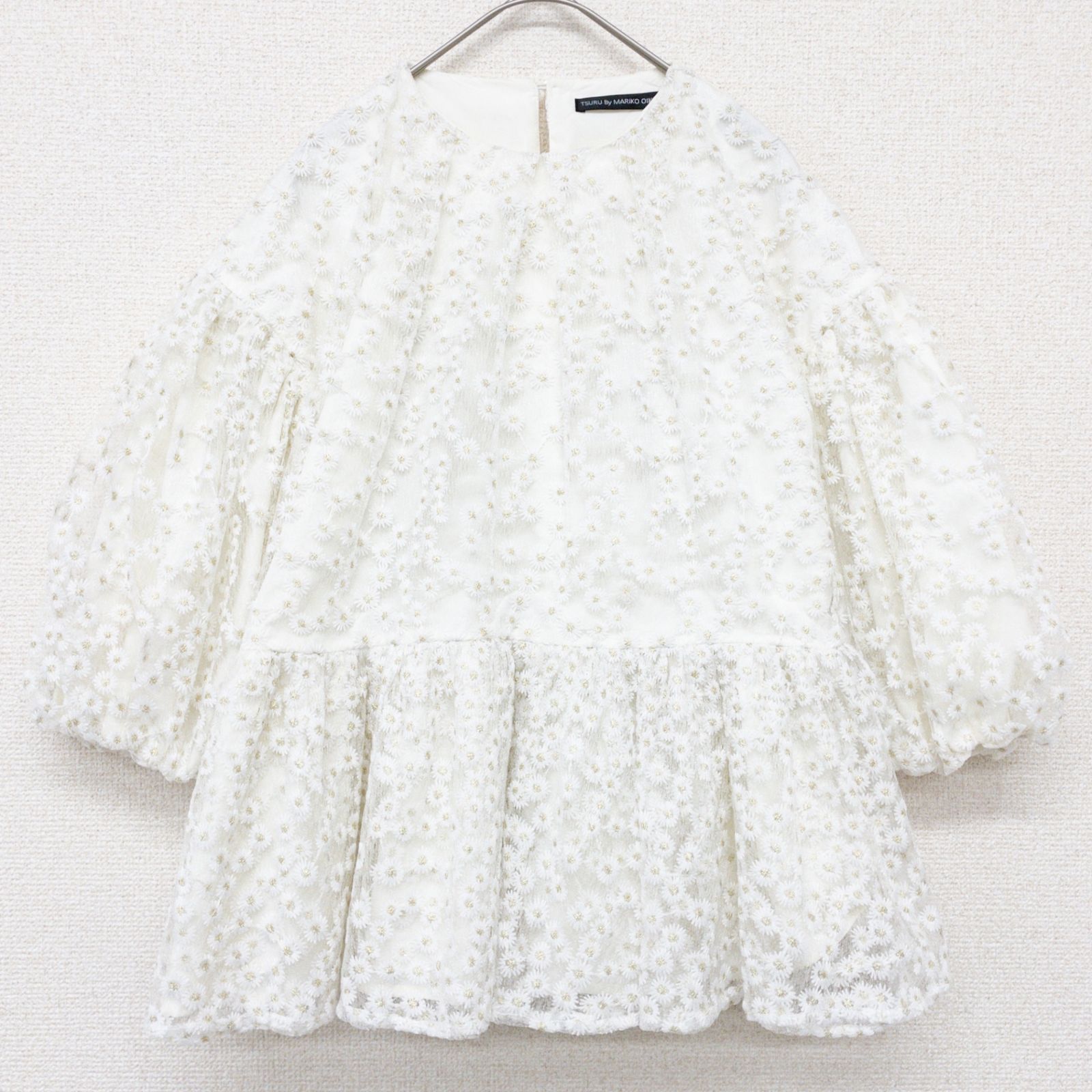TSURU By MARIKO OIKAWA ツルバイマリコオイカワ ブラウス 花柄刺繍 レース オーガンジー ポリエステル オフホワイト レディース b02618