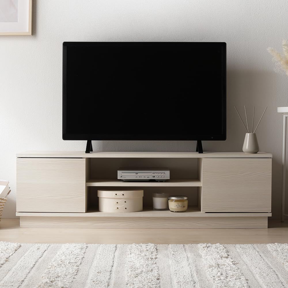 RASIK テレビ台 ローボード 110cm幅 木目ホワイト 43型対応 壁置き 扉付き 収納 お客様組立 Velsta ヴェルスタmt c7fa891a