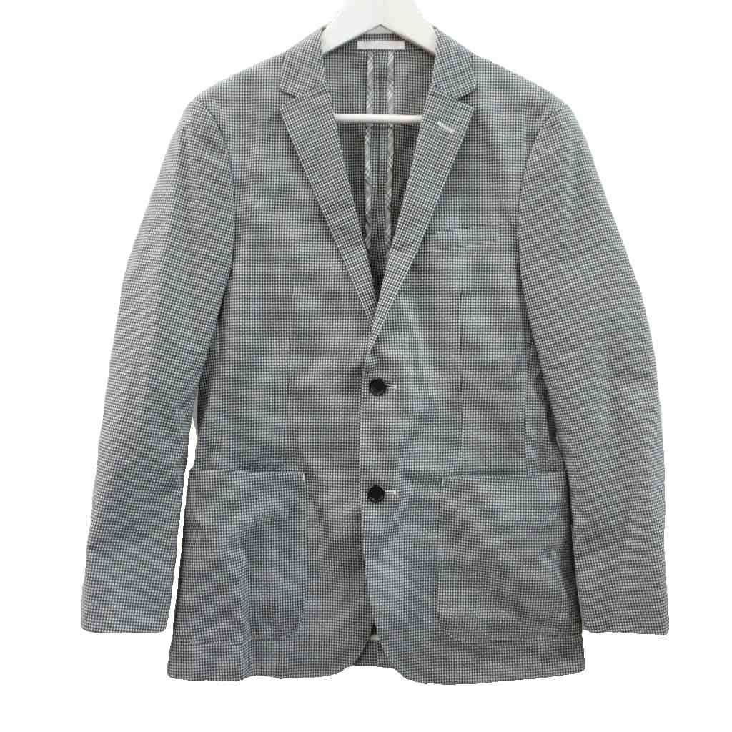 バーバリーブラックレーベル BURBERRY BLACK LABEL テーラードジャケット M 黒 ブラック ギンガムチェック ノッチドラペル