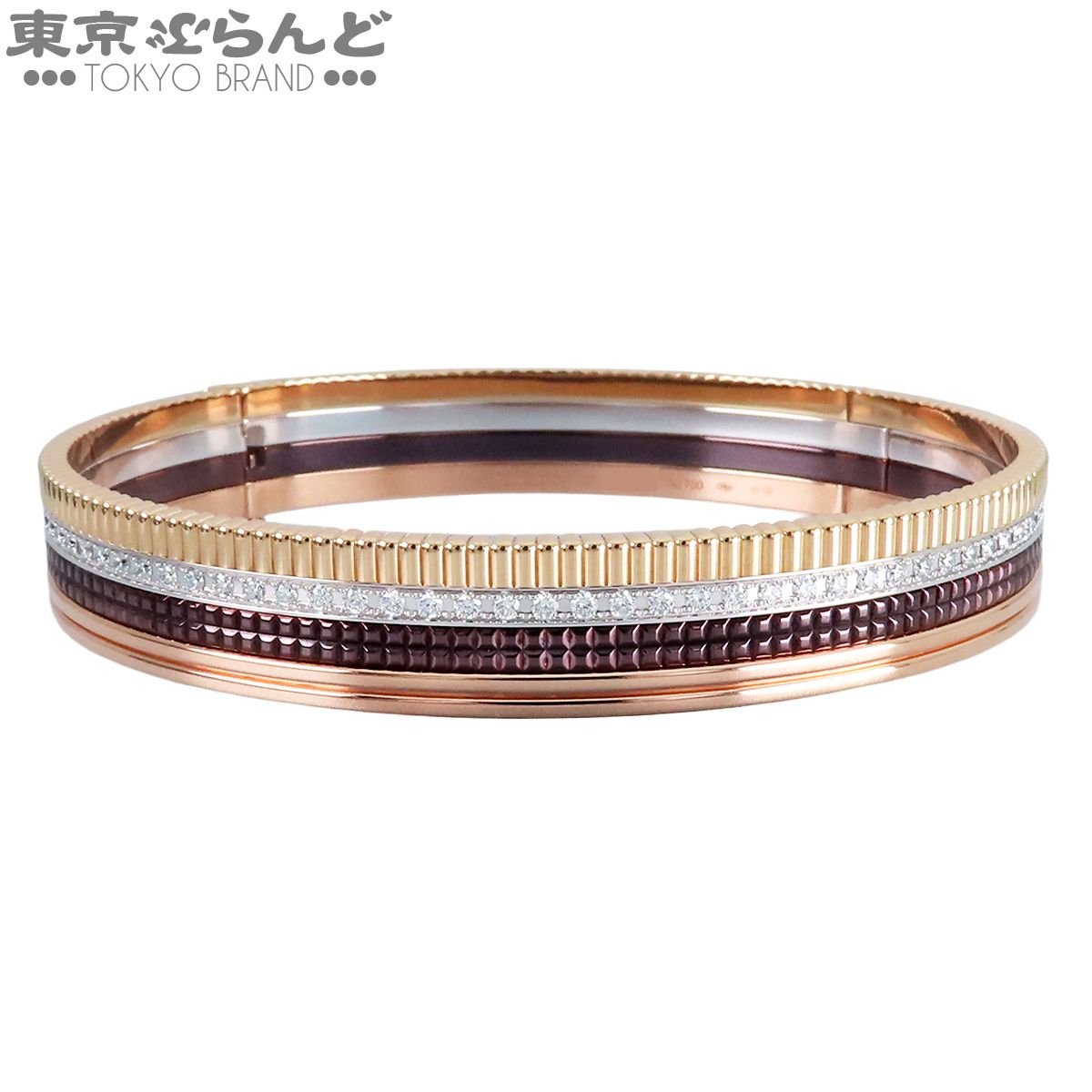 ブシュロン Boucheron キャトルクラシックバングル スリーカラーゴールド K18YG K18WG K18PG ダイヤモンド ブレスレット 箱付 21 腕周り約21cm ユニセックス 仕上済 101878246