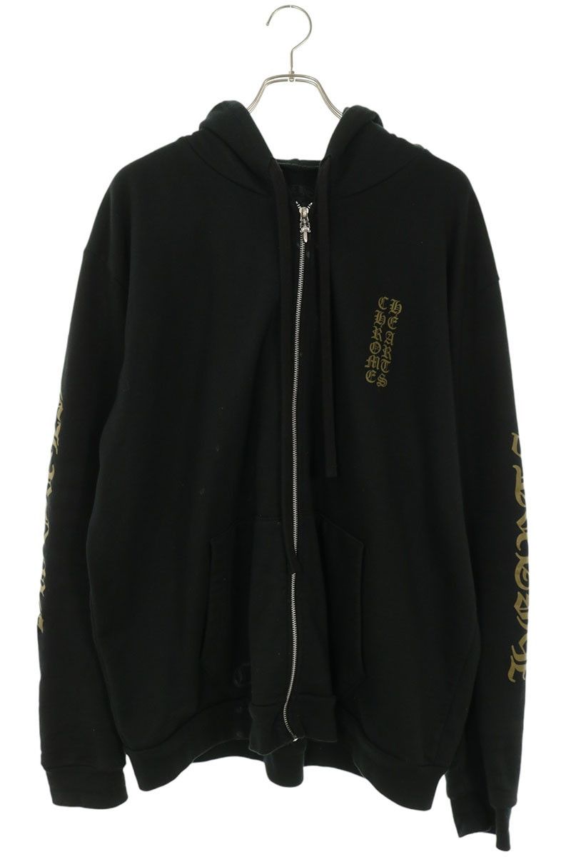 クロムハーツ SWTSHRT HD ZIP アームロゴプリントジップアップパーカー メンズ L