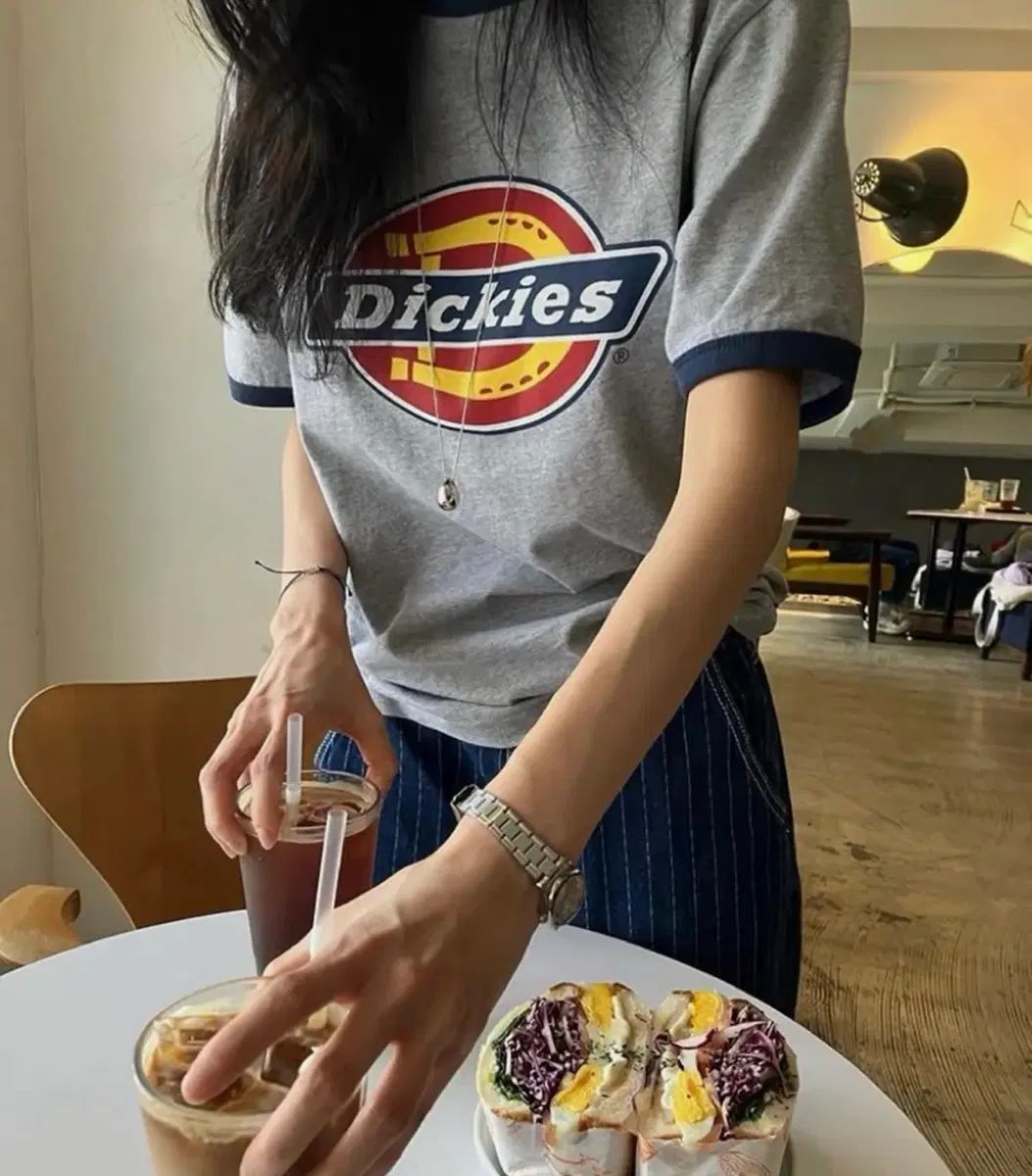ディッキーズ ツリー ロゴ リンガー Tシャツ Gray ディッキーズ 半袖