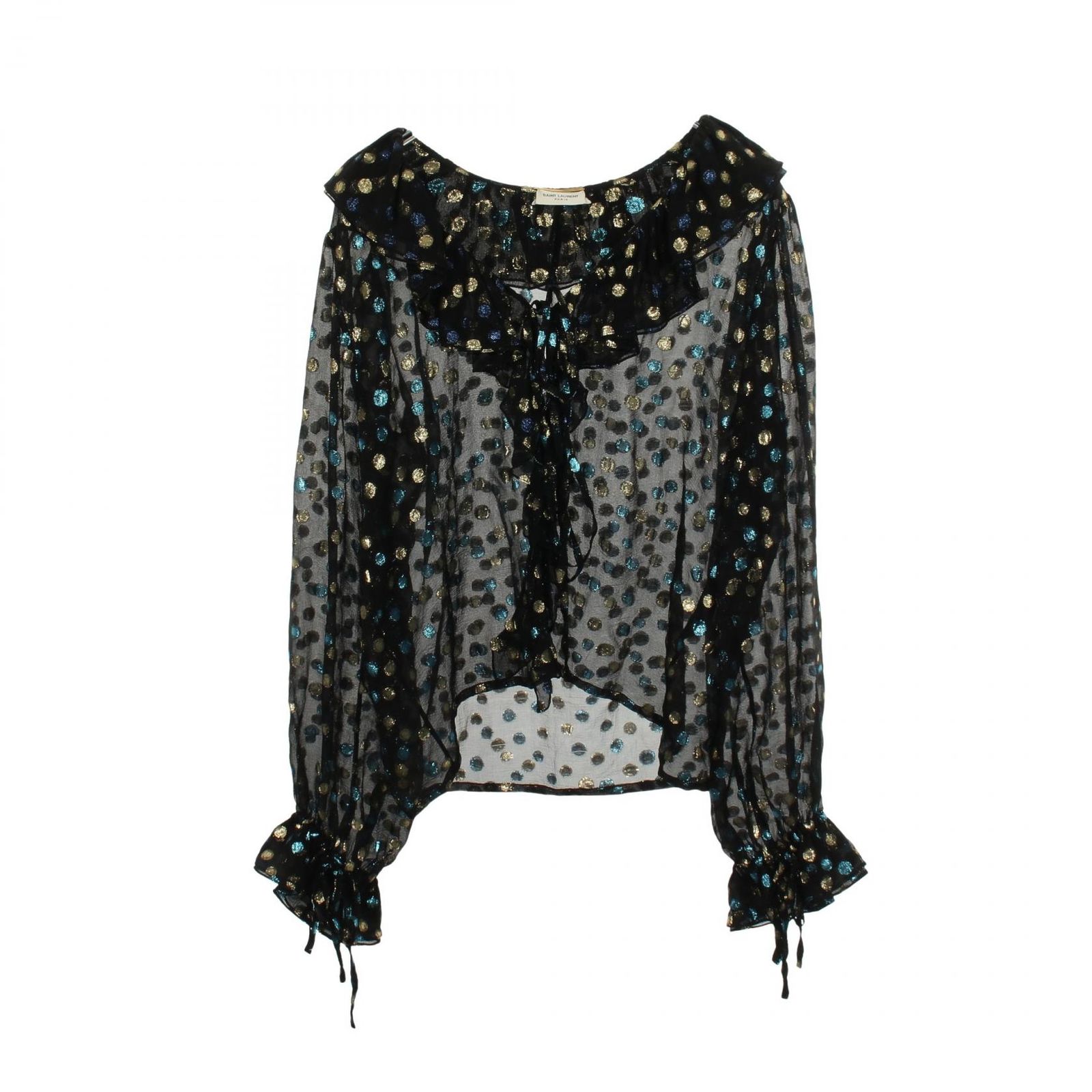 SAINT LAURENT PARIS サンローランパリ ドット柄 フリルシャツ ブラウス