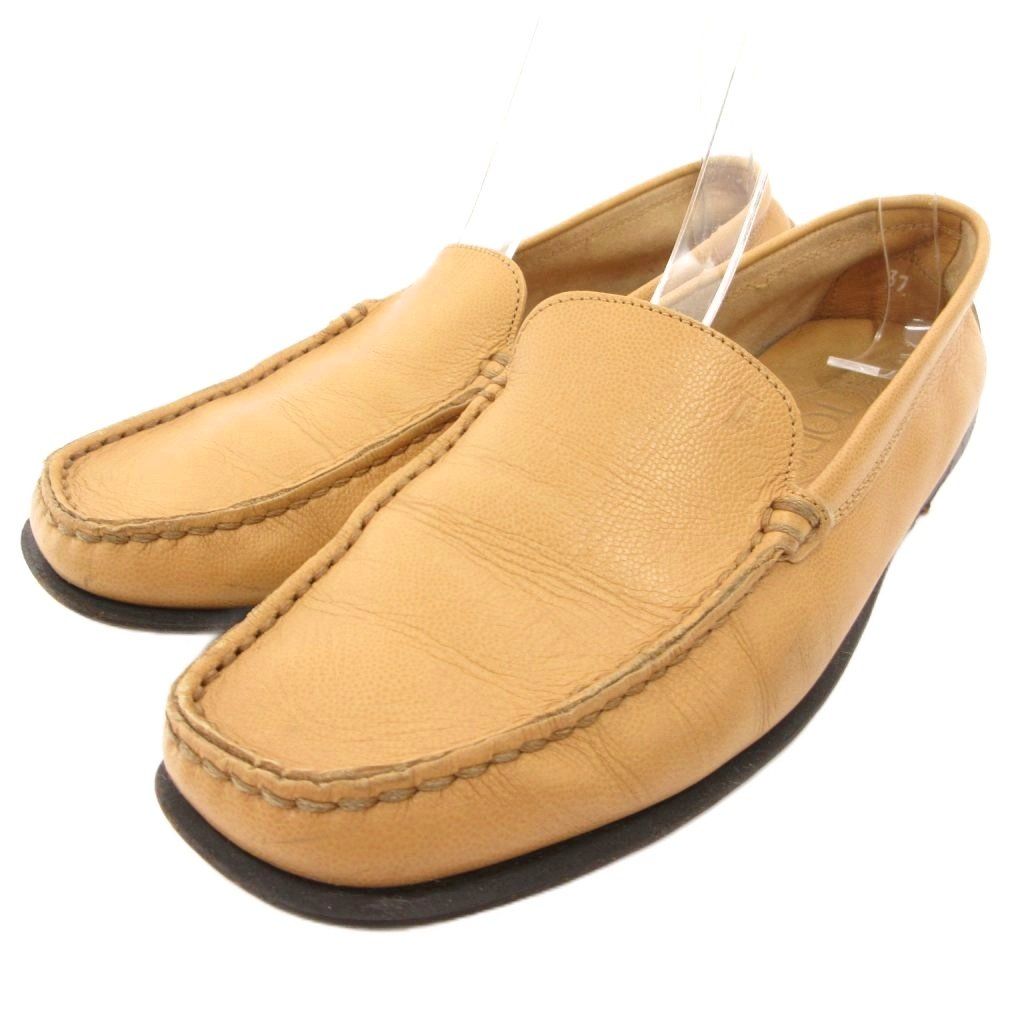 トッズ TOD'S ドライビングシューズ スリッポン ローファー レザー シボ革 37 ベージュ /JS IBO102