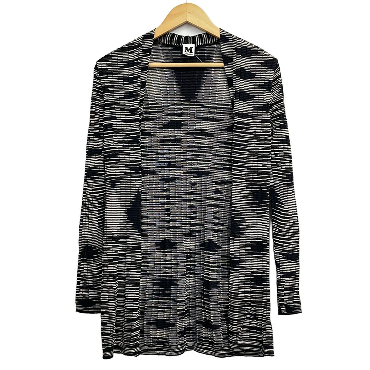 MISSONI(ミッソーニ) カーディガン サイズ38 S レディース美品 - 黒×白×ネイビー 長袖