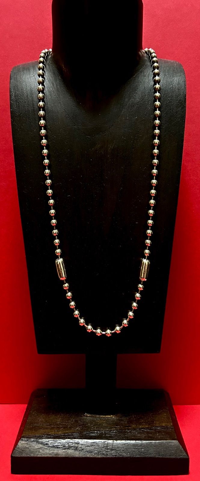 希少SILVER925刻印FATコネクター×3&FAT5mm玉チェーンネックレス