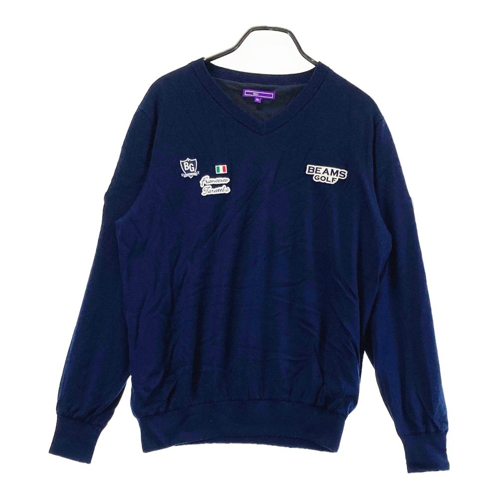「BEAMS GOLF」 長袖ニット LARGE ネイビー メンズ ファッション Lサイズ