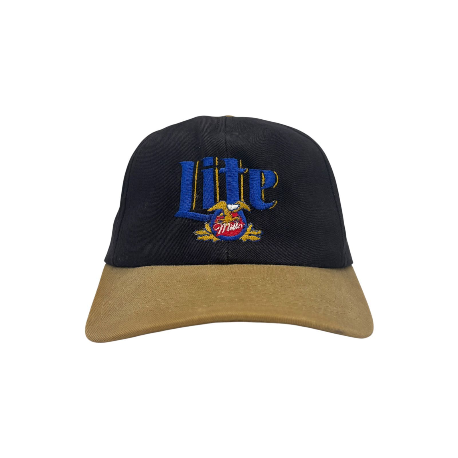 【キャップ/帽子】 USA製 90s Miller Lite ビンテージ トラッカーキャップ ベージュ 茶色 ブラック 黒 ツートン Made in US アメリカ製