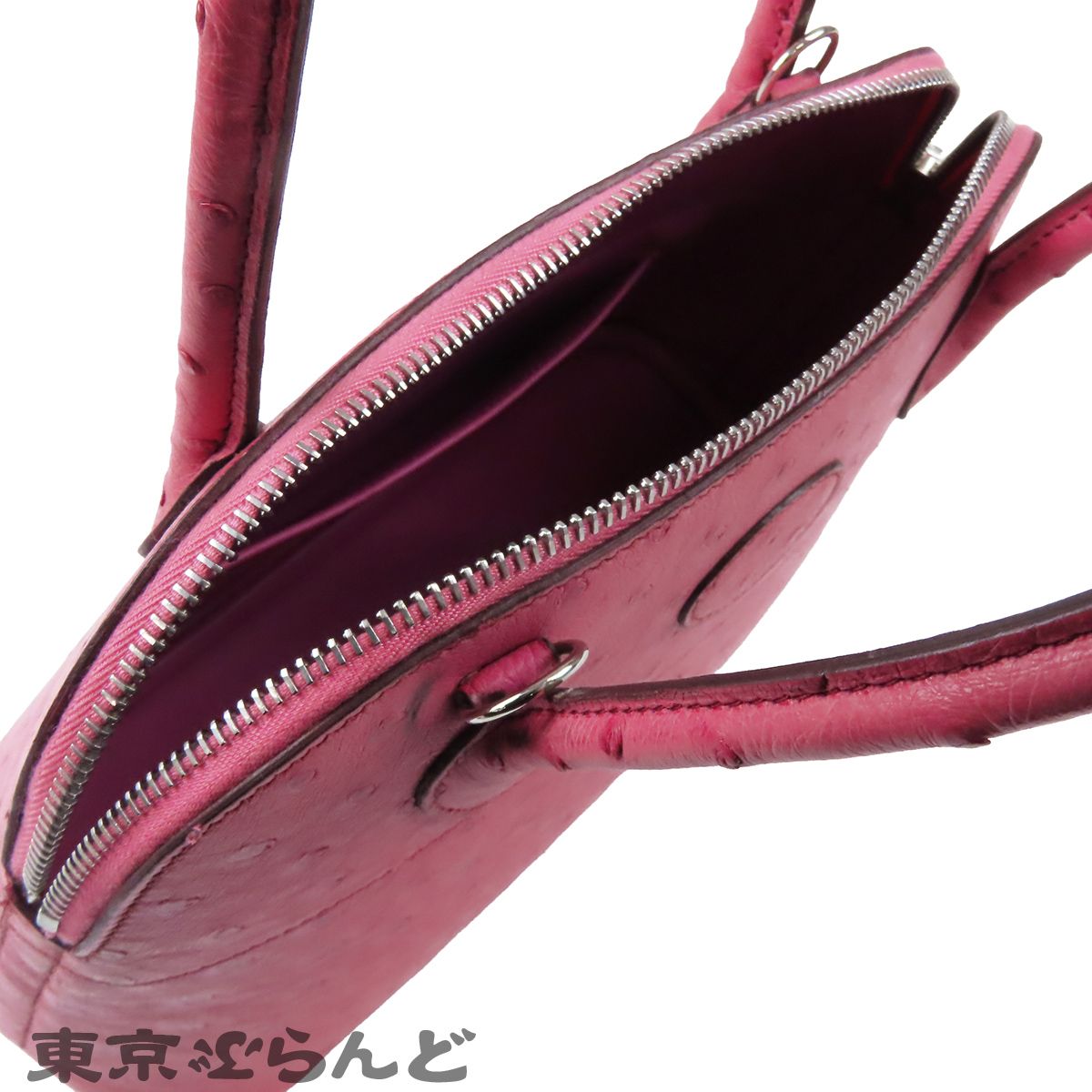 エルメス HERMES ボリード 27 □I刻印 フューシャピンク シルバー金具 オーストリッチ 2WAY ハンドバッグ ショルダーバッグ レディース 101889844