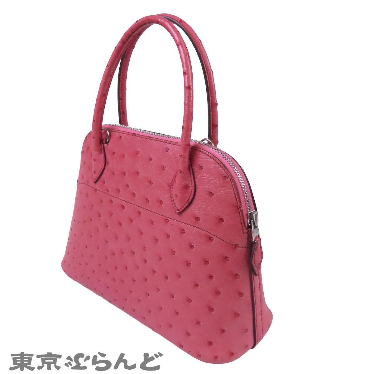エルメス HERMES ボリード 27 □I刻印 フューシャピンク シルバー金具 オーストリッチ 2WAY ハンドバッグ ショルダーバッグ レディース 101889844
