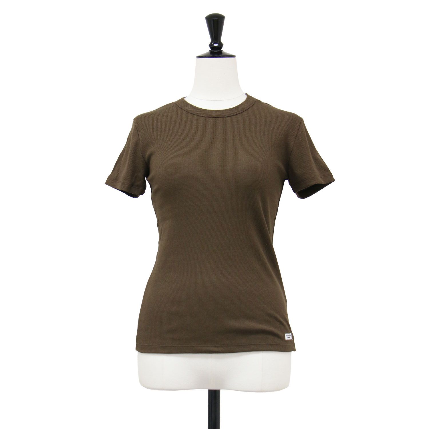 JANE SMITH ジェーンスミス Tシャツ ブラウン サイズ:38(M) 26春夏 コットン レーヨン リブ コンパクト Tシャツ cotton rayon rib compact tee カットソー クルーネック 半袖 日本製【レディース】【中古】