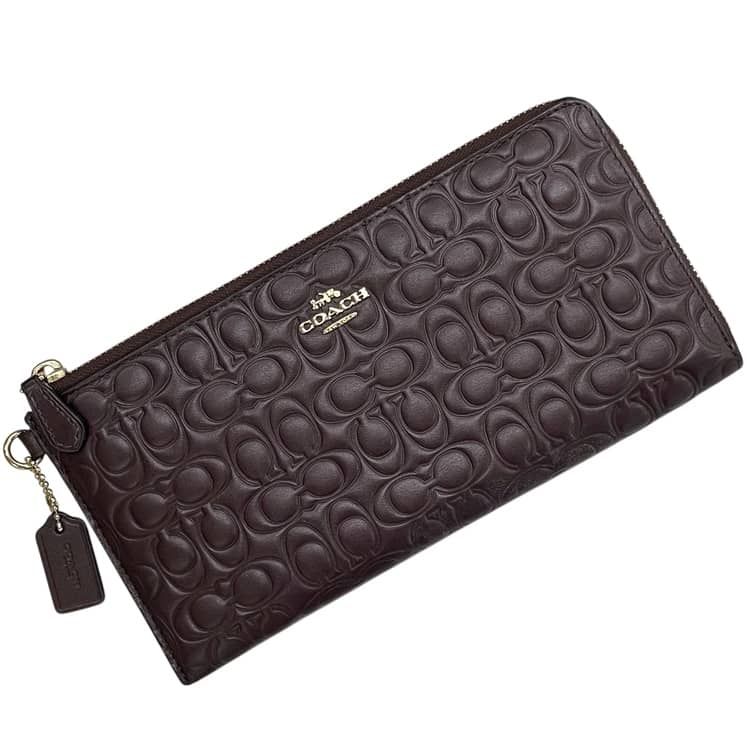 コーチ 長財布 Ｌ字ファスナー 財布 シグネチャー 397121 COACH レザー ボルドー 中古 ユニセックス
