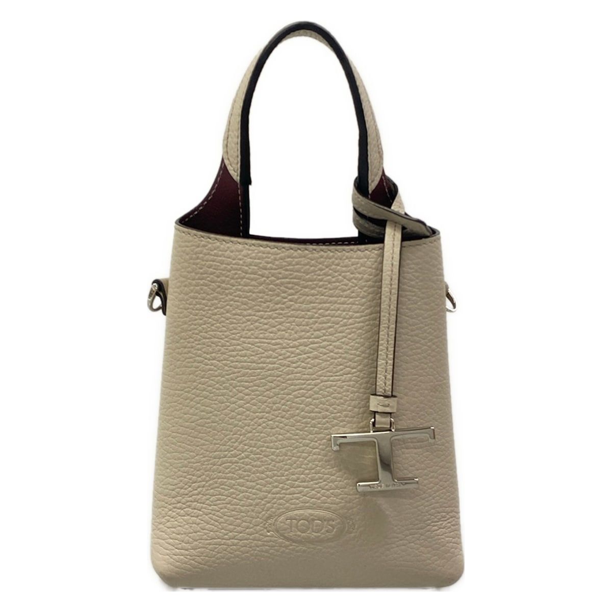TOD'S(トッズ) ハンドバッグ トッズ レザー バッグ マイクロ XBWAPAT9000QRI5O90 グレーベージュ×ボルドー ミニバッグ レザー